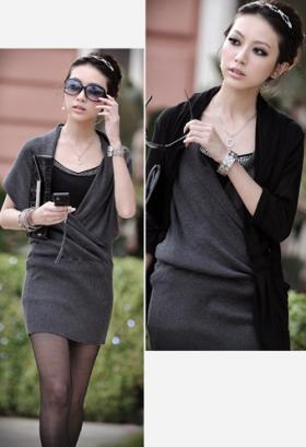 *พร้อมส่ง* ชุดเดรสผ้าไหมพรมเนื้อดีมากสีเทา แบบเท่ห์สุดๆ  (dressuphouse รหัส 253)