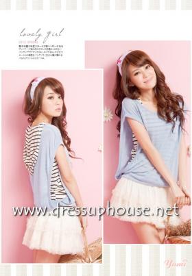 * พร้อมส่ง* พร้อมส่ง เสื้อผ้าแฟชั่น เสือ 2 ตัว สีฟ้าสวยหวาน (dressuphouse รหัส 427)