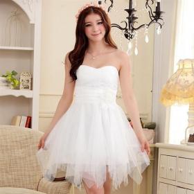 *พร้อมส่ง* ชุดเดรสแฟชั่น เกาะอก ชุดราตรีออกงาน สวยหรู สีขาว SizeXL (dressuphouse รหัส 367w)