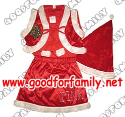 ชุดแฟนซี กระโปรง-เสื้อคลุม-หมวก ซานตารีน่า สีแดง คริสตมาส santa Christmas x’mas เสื้อผ้าเด็ก แซก แซ็ก  แต่งแฟนซี รหัส fcysan055,fcysan056