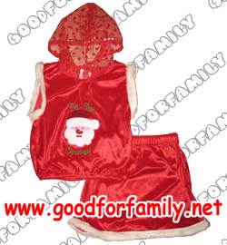 ชุดแฟนซี แขนกุด-กระโปรง-ฮู้ด Santa ซานตาครอส แซนตา ซานตารีน่า สีแดง คริสตมาส Christmas x’mas hood เสื้อผ้าเด็ก  แต่งแฟนซี รหัส fcysan047