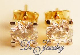 E044 - ต่างหูเพชร เกรดพิเศษ เม็ดเดี่ยว ขนาดกลาง