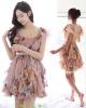 *พร้อมส่ง* ชุดเดรสออกงาน สี Beige ลายดอกไม้น่ารัก (dressuphouse รหัส 251)