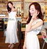 *พร้อมส่ง* เสื้อผ้าแฟชั่น Lady Ribbon White Floral Maxi Dress ลูกไม้ตัวยาว (dressuphouse รหัส LRD288)