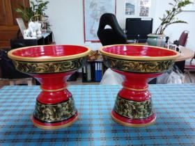 ขาย KN003  พานแดงคาดดำลายทอง