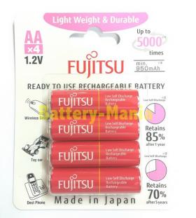 ถ่านชาร์จ Fujitsu HR-3UTLA ขนาด AA 1.2V ความจุ 1000 mAh แพ๊ค 4 ก้อน (ชาร์จได้ 5000 ครั้ง)