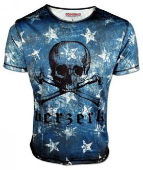ขาย REBELLIOUS BASTARDS  Rebellious Bastards Berzerk เสื้อยืดคอกลมหลากสี Men's Casual Tattoo T-Shirt Skull Streetwear Fashion