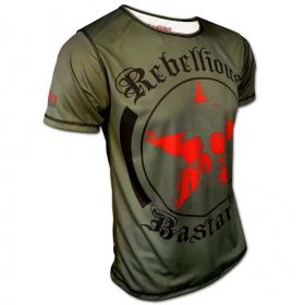 ขาย REBELLIOUS BASTARDS  Rebellious Bastards เสื้อยืดแฟชั่นชาย สไตร์ Army สีเขียวหม่น Streetwear Biker T-Shirt เนื้อผ้าเย็น เบาบาง ใส่สบาย