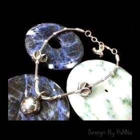 SB005 สร้อยข้อมือเงินแท้ 92.5%&จี้เงินแท้ 92.5%กระพรวนเงิน งานแฮนด์เมด