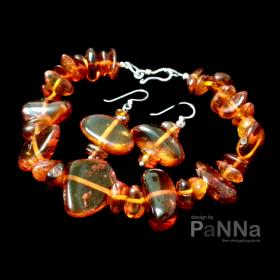 AB001 สร้อยข้อมืออำพัน (free form) แถมต่างหูอำพันเข้าชุด 1 คู่