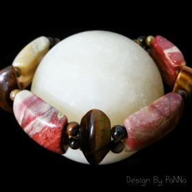 B005 สร้อยข้อมือหินไทเกอร์ส อาย&หินแจสเปอร์ ตะขอเงินแท้ (แถมต่างหูเข้าชุด)