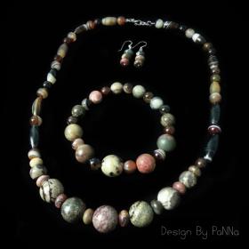 S3008 set เครื่องประดับ สร้อยคอข้อมือหินแจสเปอร์-หินอาเกต แถมต่างหูหินแจสเปอร์-หินอาเกต1 คู่