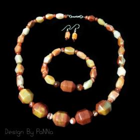 S3015 set เครื่องประดับสร้อยคอข้อมือหินเจอร์แจสเปอร์-หินคาร์เนเลี่ยน แถมต่างหูหินคาร์เนเลี่ยน 1 คู่