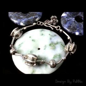 SB006 สร้อยข้อมือ เงินแท้ 92.5%&จี้เงินแท้ 92.5% จับจีบตอกลายด้วยมือ