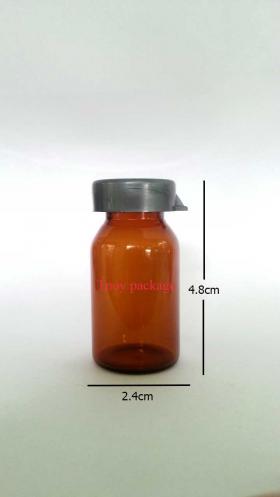 ขวดยาฉีดไหลลาด สีชา 10CC ฝาลอรีอัลสีเทา