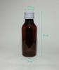 ขวดPET60ml สีชา ฝาโลหะเกลียวบิดขาดสีขาว