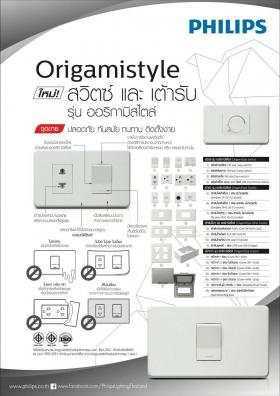 Philips หน้ากาก 3 ช่องติด ฟิลิปส์ รุ่น ออริกามิสไตล์ OrigamiStyle Cover 2M + Grid