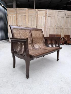 ม้านั่งขาศรหวาย งานเก่าไม้สักสามารถนั่งได้ 2 คน