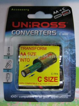 Uniross Adaptor แปลง ถ่าน size AA เป็น Size C (ก้อนใหญ่)