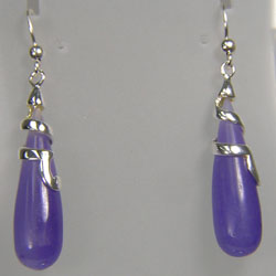 ต่างหูหยก ธรรมชาติ สีลาเวนเดอร์ ตัวเรือนเงินแท้ 925 SILVER EARRINGS WITH LAVENDER JADE