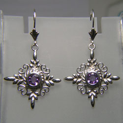 ต่างหูแอเมทิสต์แท้ ตัวเรือนเงินแท้ 925 STERLING SILVER EARRINGS WITH NATURAL AMETHYST
