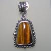 จี้ไทเกอร์อายแท้ ตัวเรือนเงินแท้ 925 STERLING SILVER PENDENT WITH NATURAL TIGER EYEสวยๆ