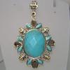 จี้เทอร์ควอยซ์แท้ ตัวเรือนเงินแท้ 925 STERLING SILVER PENDENT WITH NATURAL TURQUOISE
