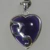 จี้หยก ธรรมชาติ สีลาเวนเดอร์ รูปหัวใจตัวเรือนเงินแท้ 925 SILVER PENDENT WITH LAVENDER JADE