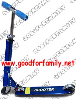 Scooter สกู้ดเตอร์ 2 ล้อ รถขาไถ อลูมิเนียม รับน้ำหนัก 80 กก. ล้อ 4 นิ้ว สีน้ำเงิน สายสะพาย ของเล่นเด็ก รหัส sco001_bu