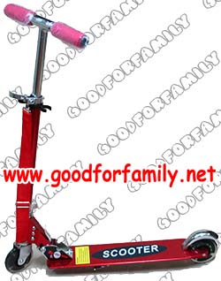 Scooter สกู้ดเตอร์ 2 ล้อ รถขาไถ อลูมิเนียม รับน้ำหนัก 80 กก. ล้อ 4 นิ้ว สีแดง สายสะพาย ของเล่นเด็ก รหัส sco001_re