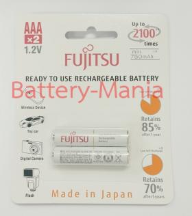 ถ่านชาร์จ AAA 800 mAh (แพ็ค2ก้อน) ขาว Fujitsu HR-4UTCEX