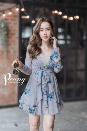 CJ095-1026 - Dress พิมพ์ลายดอก