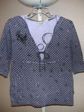 ขาย ROXY Gray White Polka Dot Hoodie Sweatshirt Sz L -