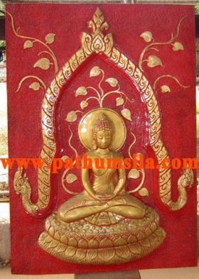 พระประจำวันพฤหัสบดี ปางตรัสรู้ หรือปางสมาธิ Buddha Sandstone Sculpture สีทอง