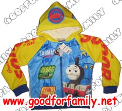 เสื้อแจ็กเกต Thomas โทมัส มีฮู้ด ผ้ามัน สีฟ้า-เหลือง เสื้อ jacket เสื้อกันหนาวเด็ก เสื้อแขนยาว เสื้อผ้าเด็ก แจกเก็ต แจ็กเก็ต รถไฟ รหัส jcktho058