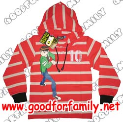 เสื้อมีฮู้ด แขนยาว ผ้า Cotton ลายทาง Ben10 Alien Force ภาค 2 สีแดง-เทา กรุ๊ปใหญ่ เบนเทน เบ็นเท็น เสื้อผ้าเด็ก เสื้อแขนยาว เสื้อกันหนาว รหัส hodben003,004