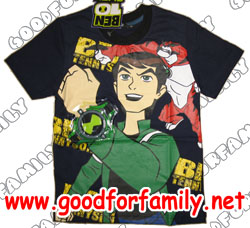 เสื้อคอกลม ผ้า Cotton Ben10 Alien Force ภาค 2 สีน้ำเงิน มีไฟ เบนเทน เบ็นเท็น เสื้อยืด เสื้อแขนสั้น เสื้อผ้าเด็ก การ์ตูน รหัส rndben097,099