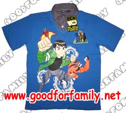 เสื้อเชิ้ต Ben10 Alien Force ภาค 2 เสื้อ 2 ชั้น สีน้ำเงิน ไซด์ SL เสื้อผ้าเด็ก เบนเทน เบ็นเท็น เสื้อแขนสั้น เสื้อผ้าเด็ก รหัส shtben069_SL