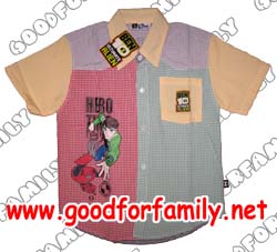เสื้อเชิ้ต Ben10 Ultimate Alien ภาค 3 ลายสก๊อต ผสมสี เสื้อผ้าเด็ก เบนเทน เบ็นเท็น เสื้อแขนสั้น เสื้อผ้าเด็ก รหัส shtben061