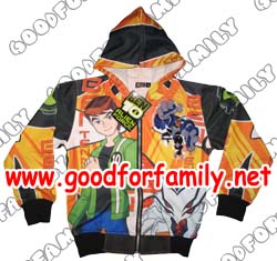 เสื้อกันหนาว เสื้อ jacket ผ้ามัน มีไฟ มีฮู้ด Ben10 Alien Force ภาค 2 สีส้ม เบนเทน เบ็นเท็น แจ็กเก็ต แจกเกต เสื้อผ้าเด็ก hood เสื้อแขนยาว รหัส jckben122