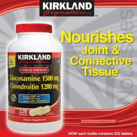 ขาย Kirkland Glucosamine HCI 1500 mg/Chondroitin Sulfate 1200 mg - 220 เม็ด