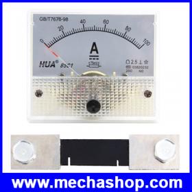 รหัสสินค้า :	WDC006  แอมป์มิเตอร์ไฟฟ้ากระแสตรง วัดกระแสไฟ DC 100A Analog Panel AMP Current Meter + Current Shunt 100A