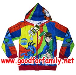 เสื้อกันหนาวเด็ก jacket มีฮู้ด Ben10 สีส้ม ผ้าขูดขน เบนเทน เบ็นเท็น แจ็กเก็ต แจกเกต เสื้อผ้าเด็ก hood เสื้อแขนยาว รหัส jckben131