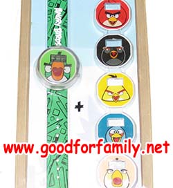 นาฬิกาข้อมือเด็ก Angry Birds สีเขียว เปลี่ยนหน้าปัดได้ 6 สี  นาฬิกาเด็ก แองกรี้เบิร์ด ของใช้เด็ก แฟชั่นเด็ก รหัส wchagb004