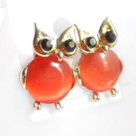 ต่างหูแฟชั่นนกฮูกสีส้ม