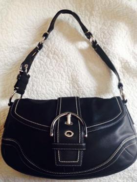 COACH Black Leather Purse Hobo Shoulder Satchel 10578