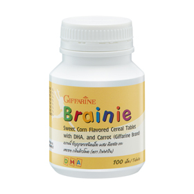กิฟฟารีน เบรนนี่ รสข้าวโพด แบบเม็ดเคี้ยว ผลิตภัณฑ์เด็ก ขนาด 100 เม็ด Giffarine Brainie Sweet Corn 