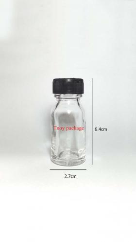 15ml (528ใบ) ขวดแก้วใส 15 cc ปากกว้าง ฝาพลาสติก