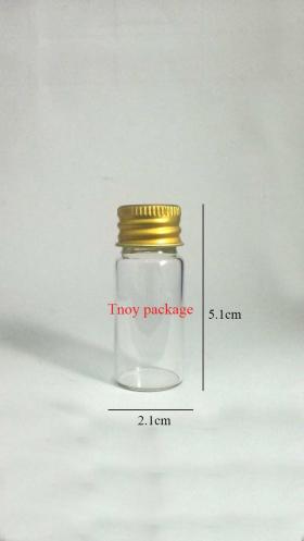 ขวด 10 มล.(270ใบ) ขวด10ccบางใส จุก+ฝาโลหะทอง