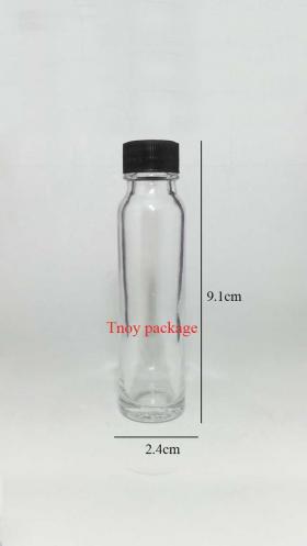 ขวด 24 มล.(482ใบ) ขวด 24CC แก้วใส จุก+ฝาพลาสติกดำ